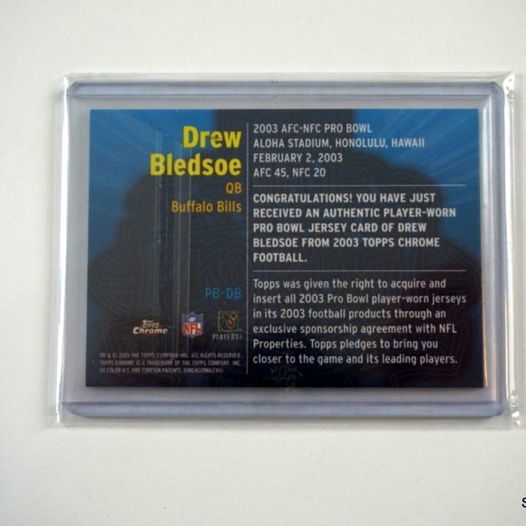 2003 Topps Chrome Pro Bowl Premium Jersey Relic Drew Bledsoe Bills Patriots - Picture 2 of 2